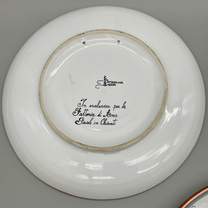 Set 3 piatti Terzi Siena Contrade Palio Ceramiche Santa Caterina 1990 ca