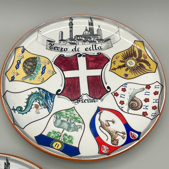 Set 3 piatti Terzi Siena Contrade Palio Ceramiche Santa Caterina 1990 ca