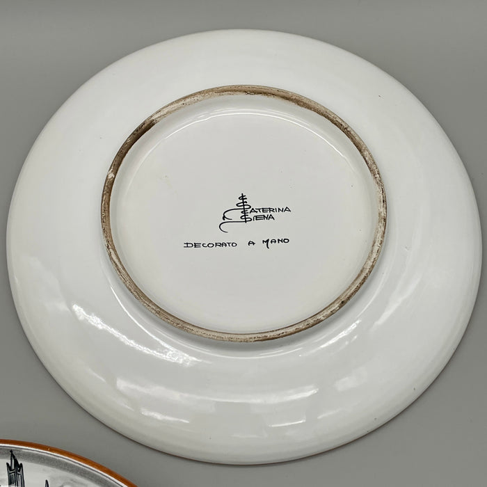 Set 3 piatti Terzi Siena Contrade Palio Ceramiche Santa Caterina 1990 ca