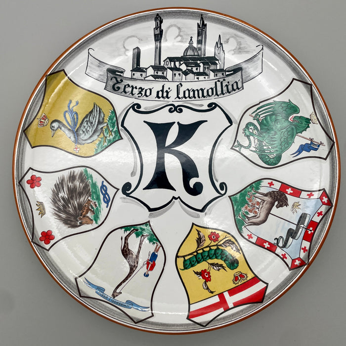 Set 3 piatti Terzi Siena Contrade Palio Ceramiche Santa Caterina 1990 ca