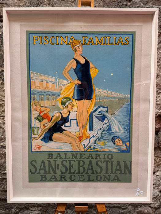 Manifesto Piscina Familias Balneario San Sebastian Barcelona 1930 ca