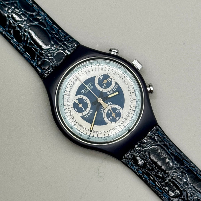 Swatch "Silver Star" SCN102 orologio chrono quarzo 37 mm Swiss 1991