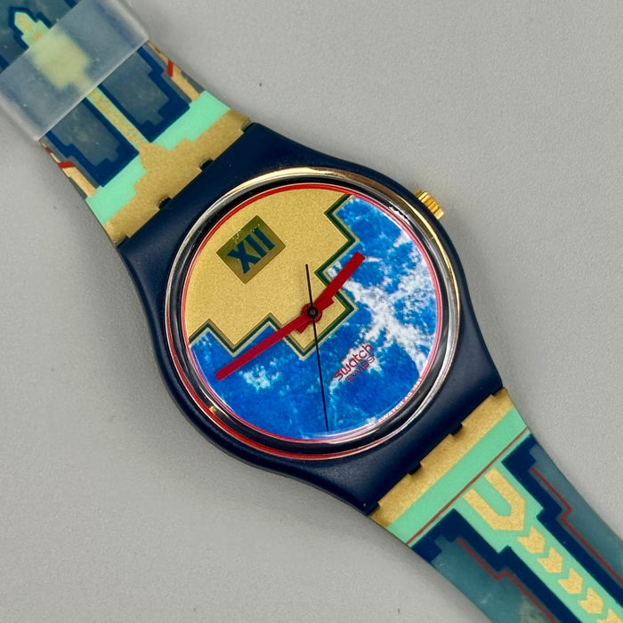 Swatch "Blue Flamingo" GN114 orologio quarzo 34 mm Swiss 1991