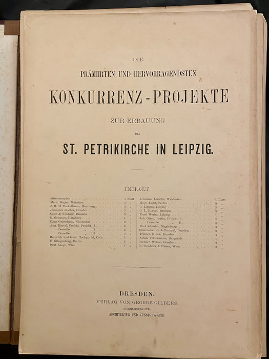 Konkurrenz Projekte Zur Erbauung libro tomo Der St Petri Kirche Zu Leipzig 1878
