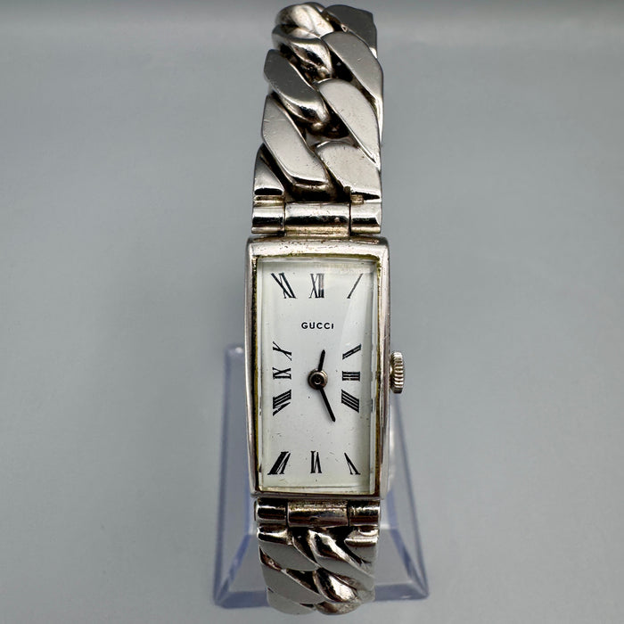 Gucci orologio meccanico argento 925 26 x 14 mm vintage 1970 ca con scatola