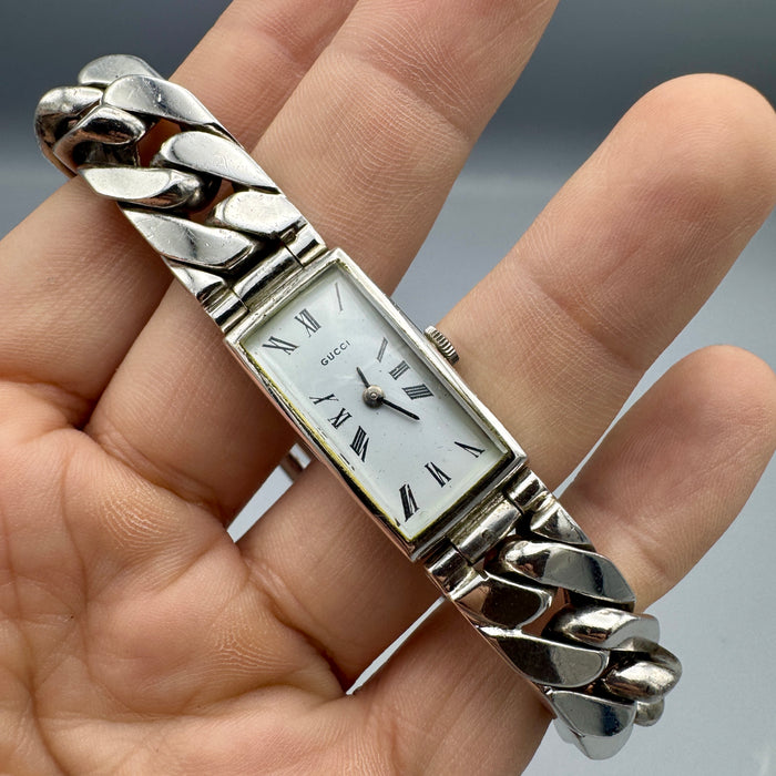 Gucci orologio meccanico argento 925 26 x 14 mm vintage 1970 ca con scatola