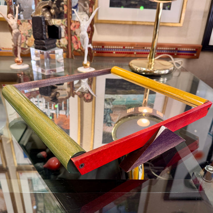 Vassoio Accademia Lagostina legno vetro design Ettore Sottsass 1980 ca