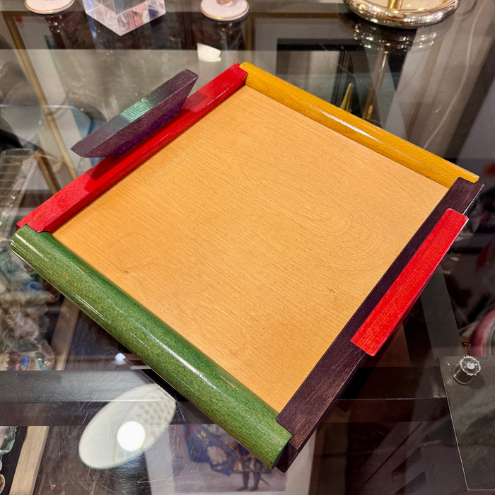 Vassoio Accademia Lagostina legno vetro design Ettore Sottsass 1980 ca