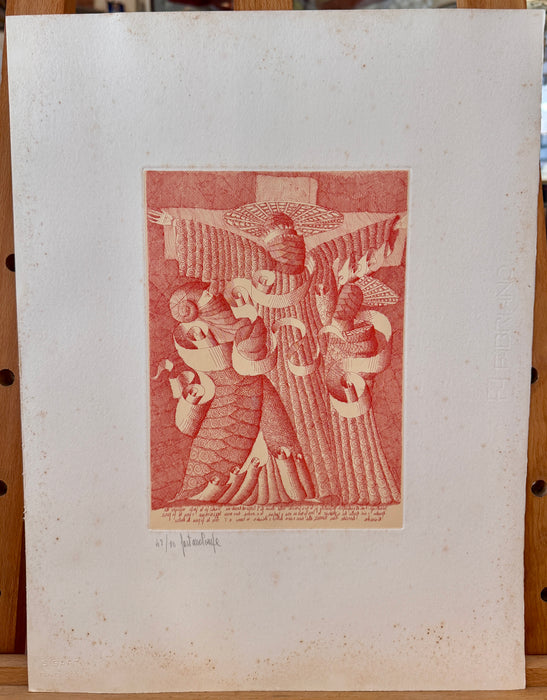 Gaetano Pompa - "Senza titolo" - incisione su carta 48/80 - 1970 ca