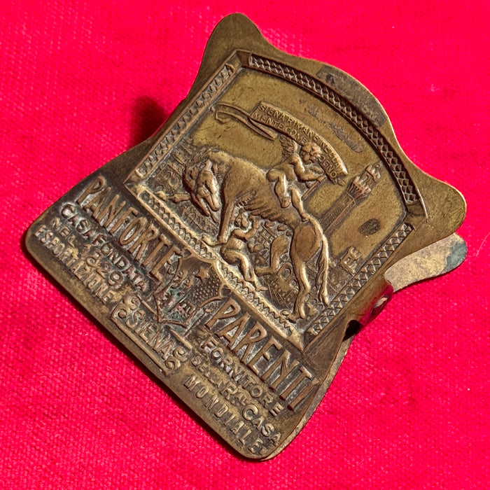 Pinza Parenti Siena pubblicitaria dolci farmacia ottone 1920 ca