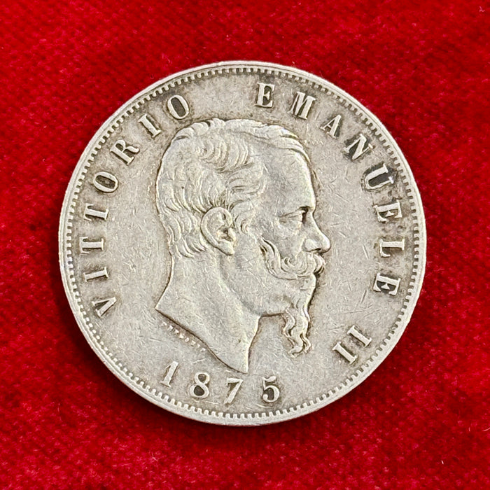 Moneta Lire 5 argento Milano Regno d'Italia Vittorio Emanuele II 1875