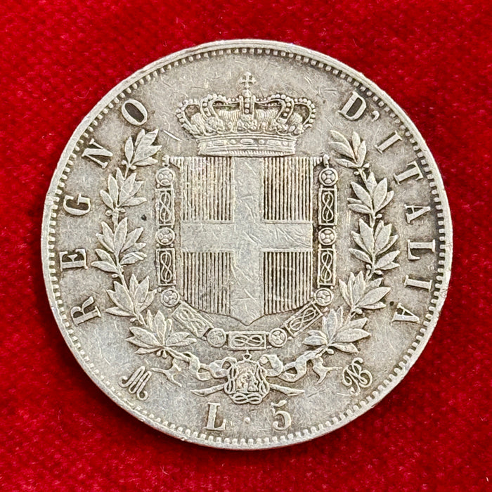 Moneta Lire 5 argento Milano Regno d'Italia Vittorio Emanuele II 1875
