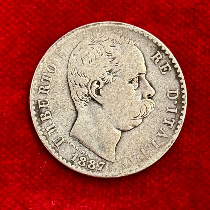 Moneta Lire 2 argento Roma Regno d'Italia Umberto I 1887