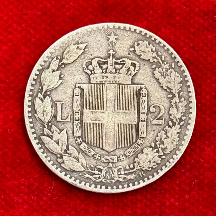 Moneta Lire 2 argento Roma Regno d'Italia Umberto I 1887