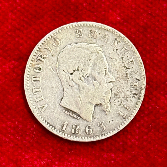 Moneta Lire 1 argento Milano Regno d'Italia Vittorio Emanuele II 1863