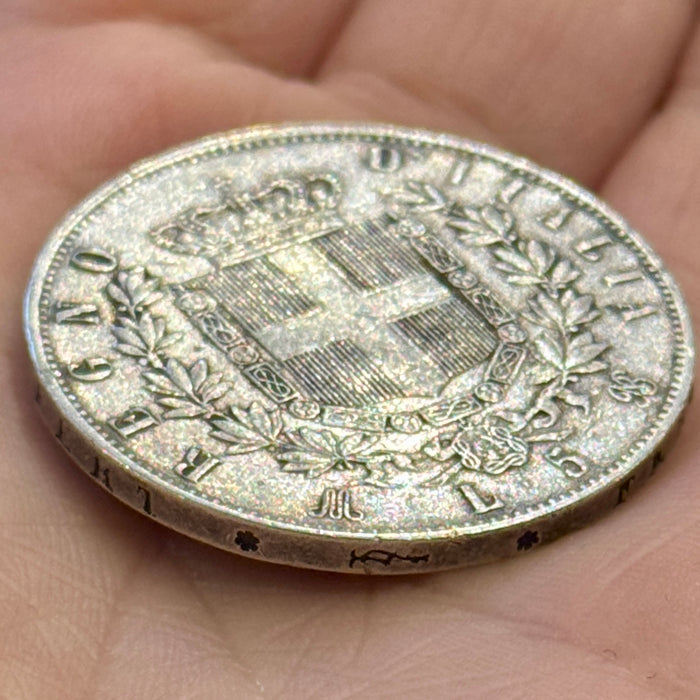 Moneta Lire 5 argento Milano Regno d'Italia Vittorio Emanuele II 1875