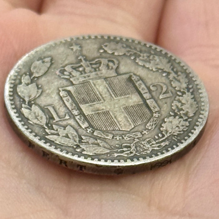 Moneta Lire 2 argento Roma Regno d'Italia Umberto I 1887