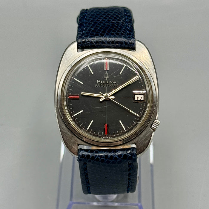Bulova Accutron ref. 2180 orologio acciaio quadrante scuro 35 mm Swiss 1970 ca