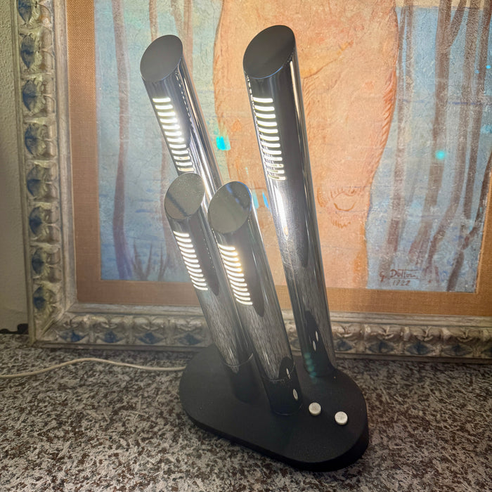 Luci T443 design Mario Faggian lampada da tavolo cromata 1969