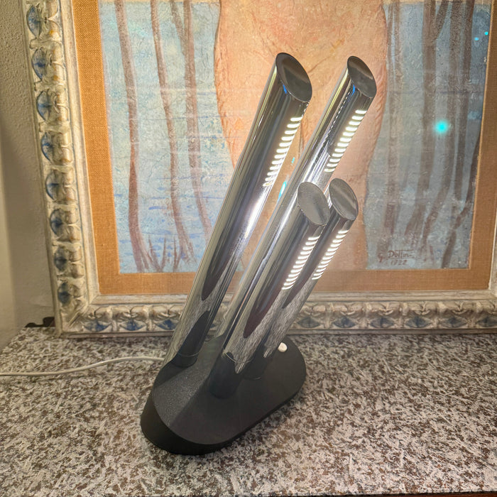 Luci T443 design Mario Faggian lampada da tavolo cromata 1969