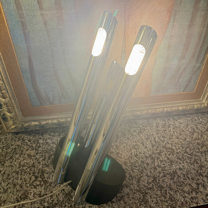 Luci T443 design Mario Faggian lampada da tavolo cromata 1969