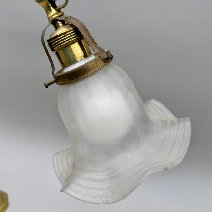 Lampada da tavolo art Noveau ottone e vetro Italia 1920 ca