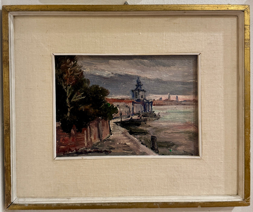 Luigi Maria Veronesi - "Venezia La Dogana" - olio su tavola - 1961