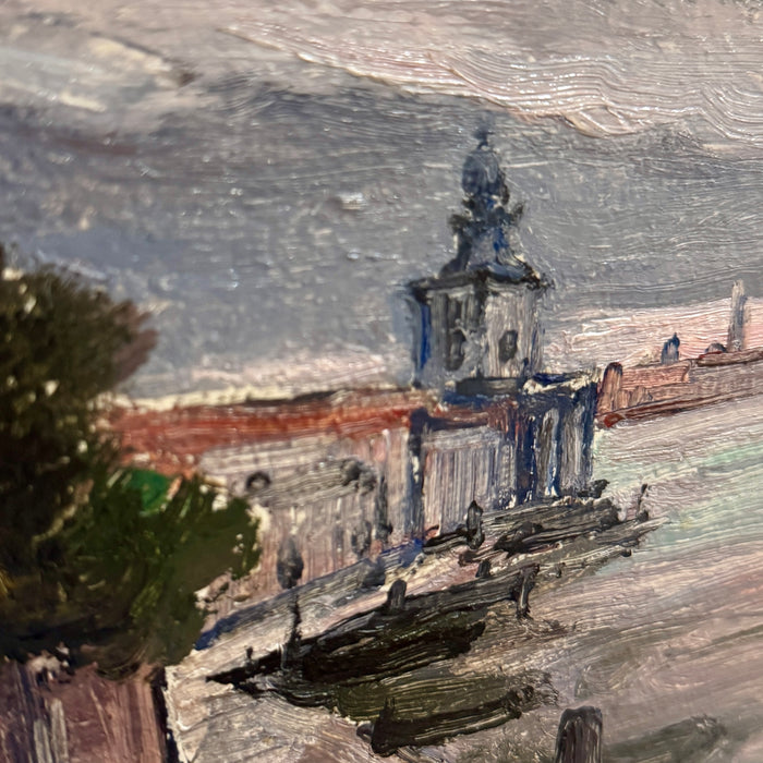 Luigi Maria Veronesi - "Venezia La Dogana" - olio su tavola - 1961