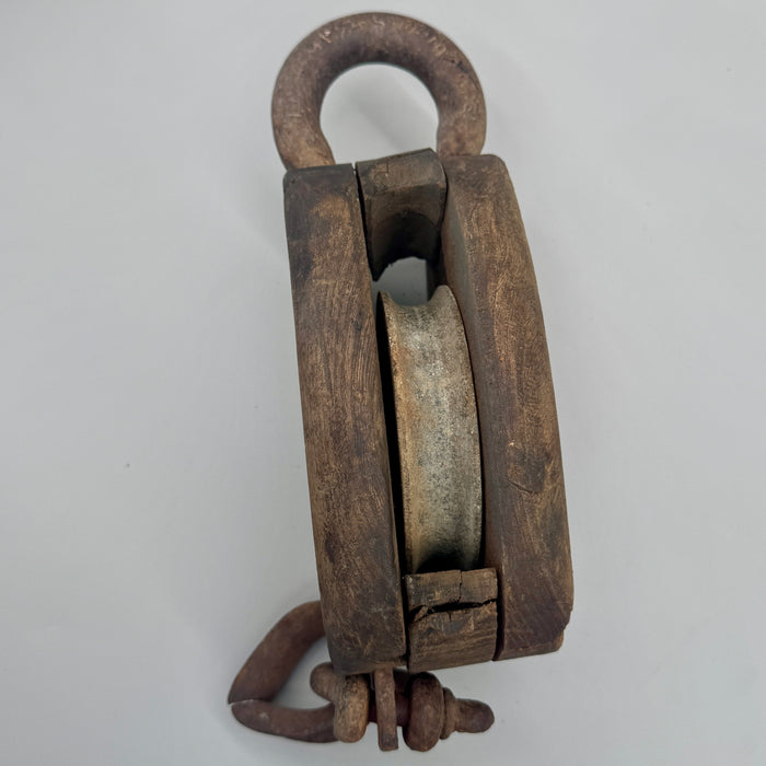 Bozzello nautico antico in legno e ferro corta singola inizio XX sec.