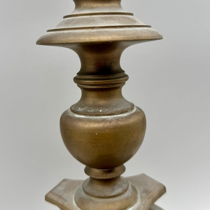 Candeliere da altare in bronzo stemma Piccolomini Siena XIX sec.