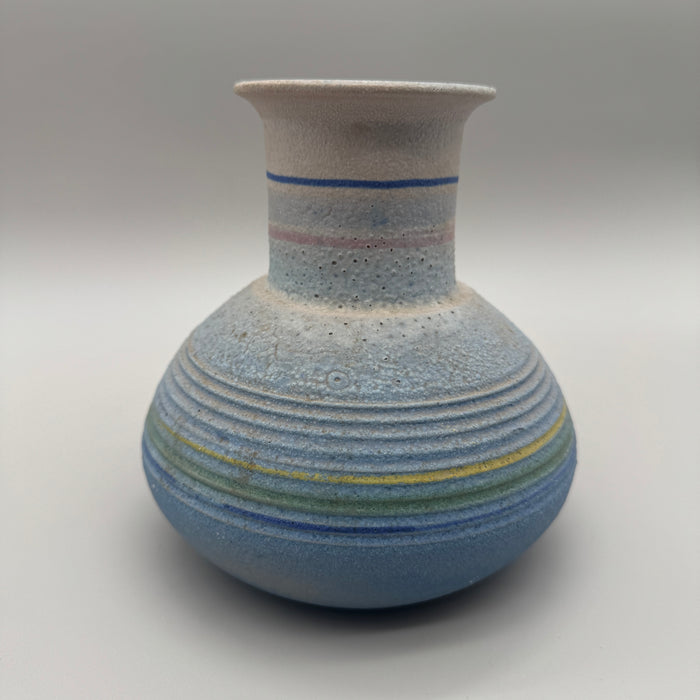 Vaso azzurro ceramica Gli Etruschi Firenze basso 1960 ca