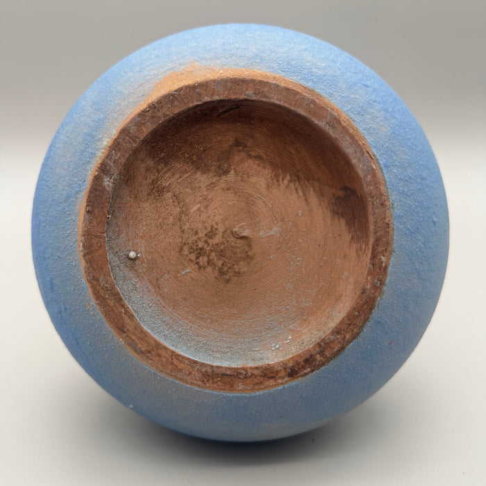 Vaso azzurro ceramica Gli Etruschi Firenze basso 1960 ca