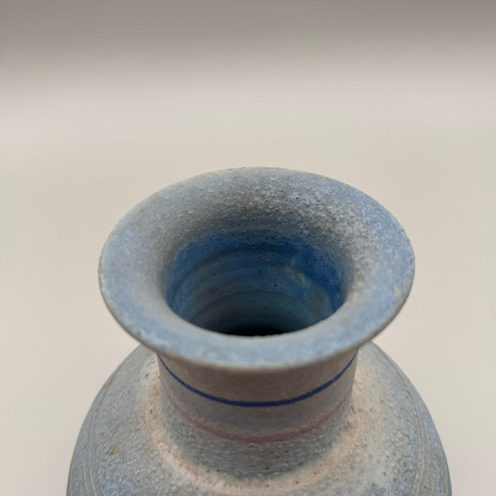 Vaso azzurro ceramica Gli Etruschi Firenze basso 1960 ca