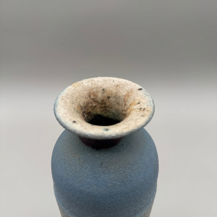 Vaso azzurro ceramica Gli Etruschi Firenze cilindro 1960 ca