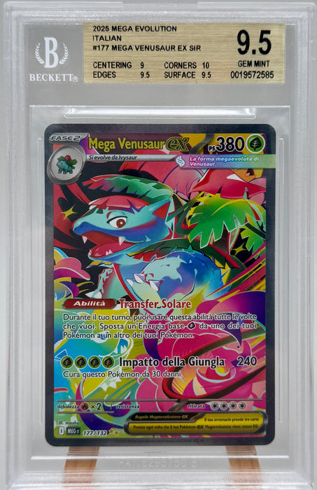 BGS 9.5 Mega Venusaur Ex 177/132 ITA Megaevoluzione carta Pokémon gradata Beckett