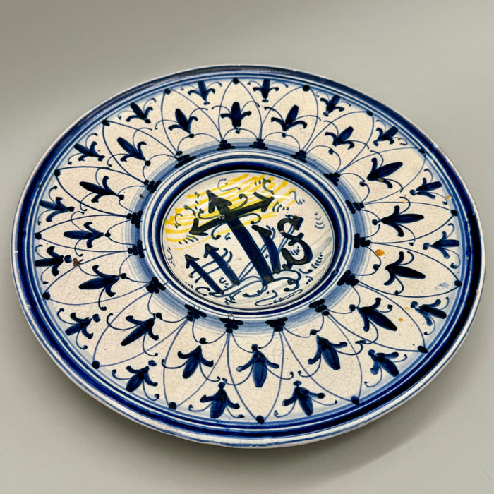 Piatto devozionale ceramica smaltata Romagna XX sec.