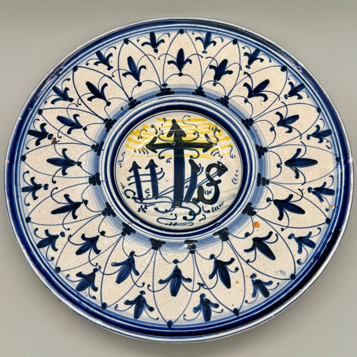 Piatto devozionale ceramica smaltata Romagna XX sec.