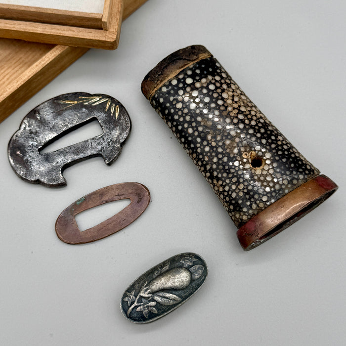 Impugnatura Tanto Giapponese in pelle di razza con Tsuba XIX sec.