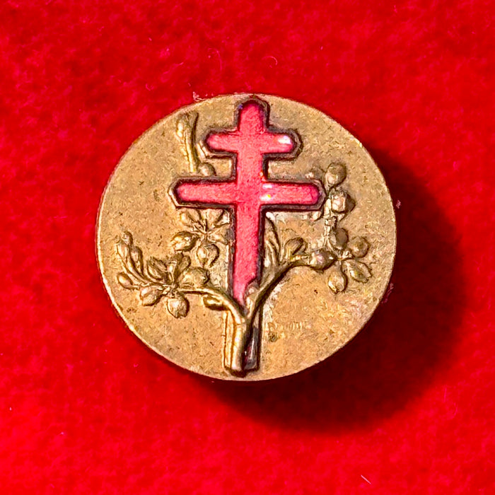 Distintivo Giornata delle Due Croci ramo ciliegio Roma 1930 ca