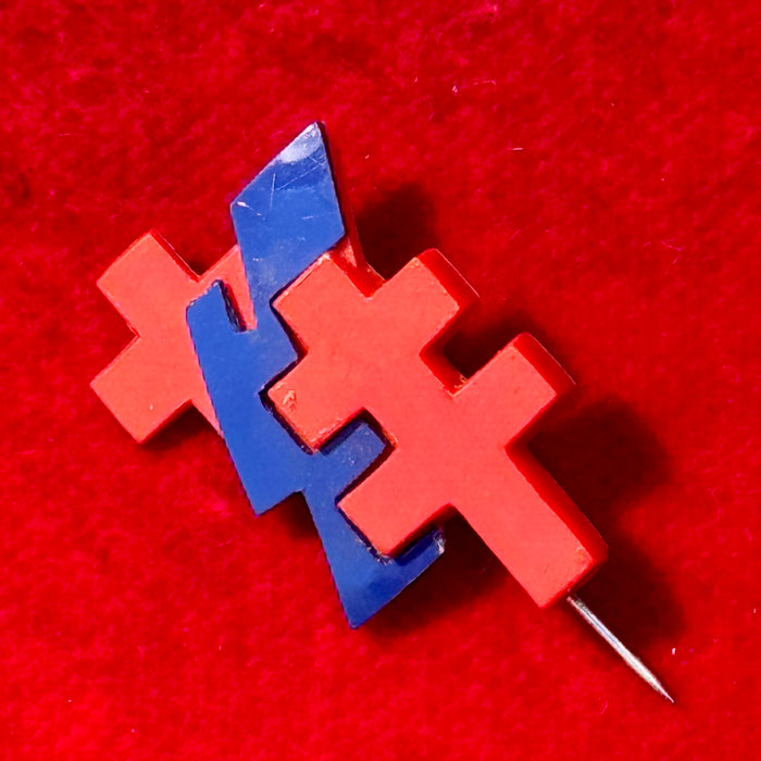 Distintivo Giornata delle Due Croci rosso blu 1930 ca