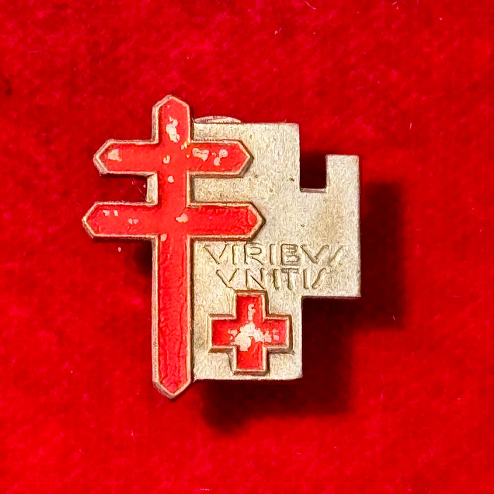 Distintivo Giornata delle Due Croci "Viribus Unitis" argentato 1930 ca