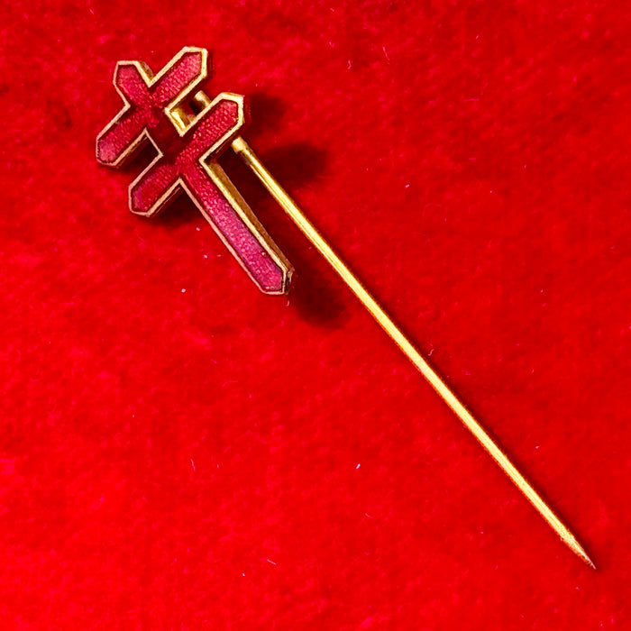Distintivo Giornata delle Due Croci croci rosse smalto 1930 ca