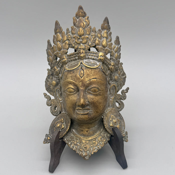 Maschera bronzo volto Dakini apotropaica Tibet XX sec.