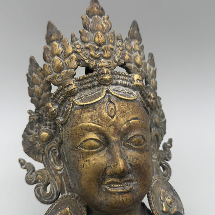 Maschera bronzo volto Dakini apotropaica Tibet XX sec.