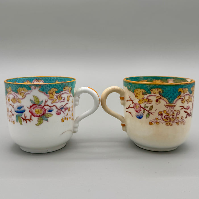 Tazze porcellana dipinta Sarreguemines Francia XIX sec.
