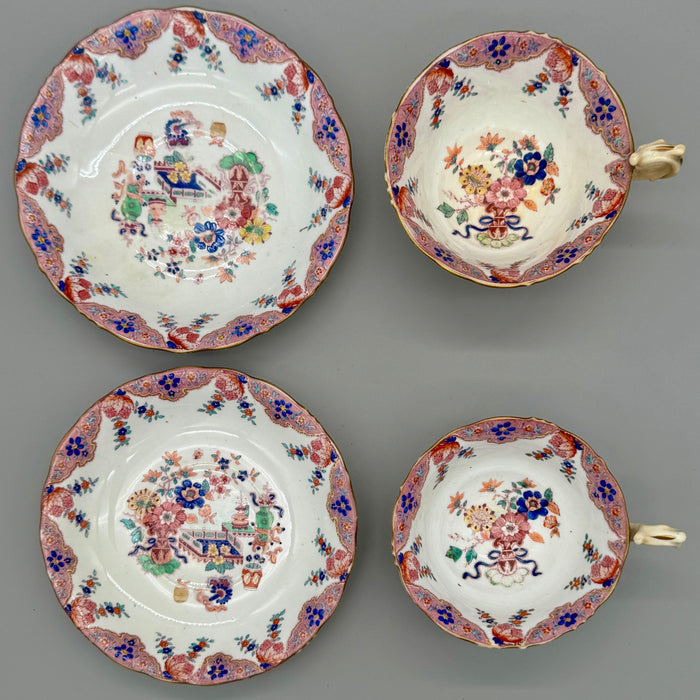Coppia tazze porcellana con piattini Minton stile orientale Inglesi inizio XX sec.