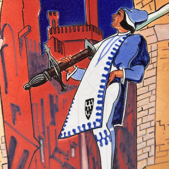 Dino Rofi "Contrada Capitana dell' Onda" mattonella ceramica con cornice Paggio 1939