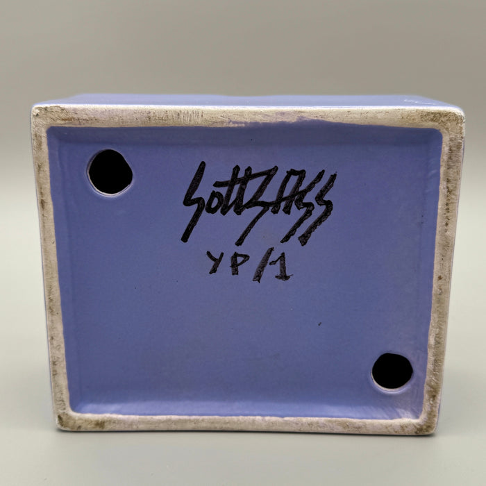 Posacenere Yantra YP/1 ceramica smaltata azzurra Poltronova 1969