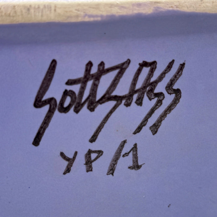 Posacenere Yantra YP/1 ceramica smaltata azzurra Poltronova 1969