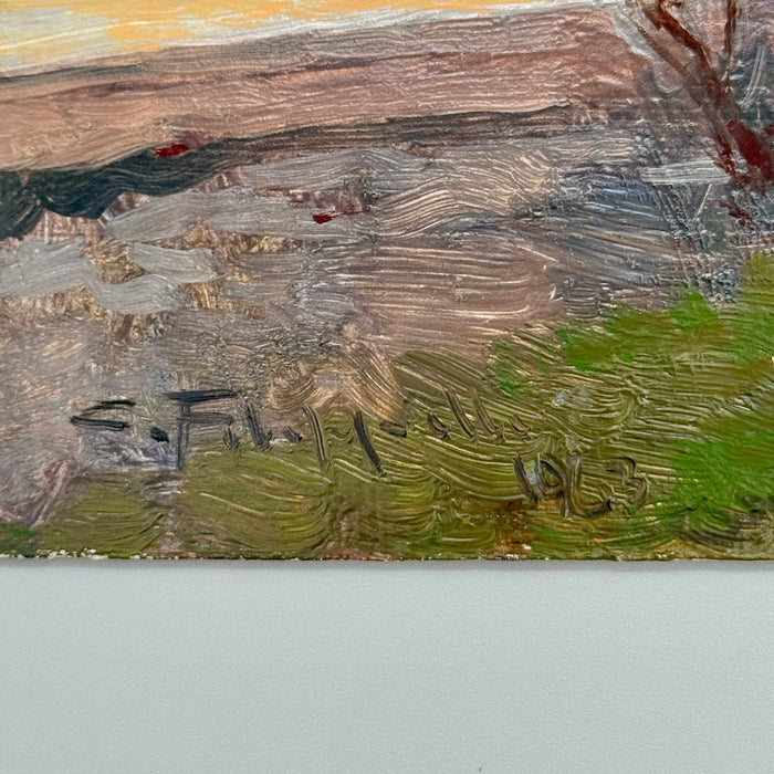 Cafiero Filippelli – “Tramonto sul mare (attr.)" – olio su tavola - 1963